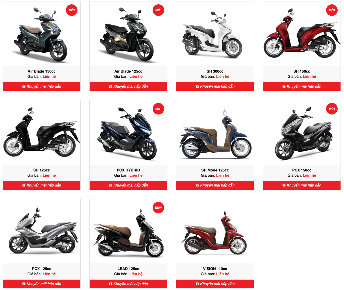 Các mẫu xe moto của Honda mới nhất tại Honda Big Bike  MôTô Việt