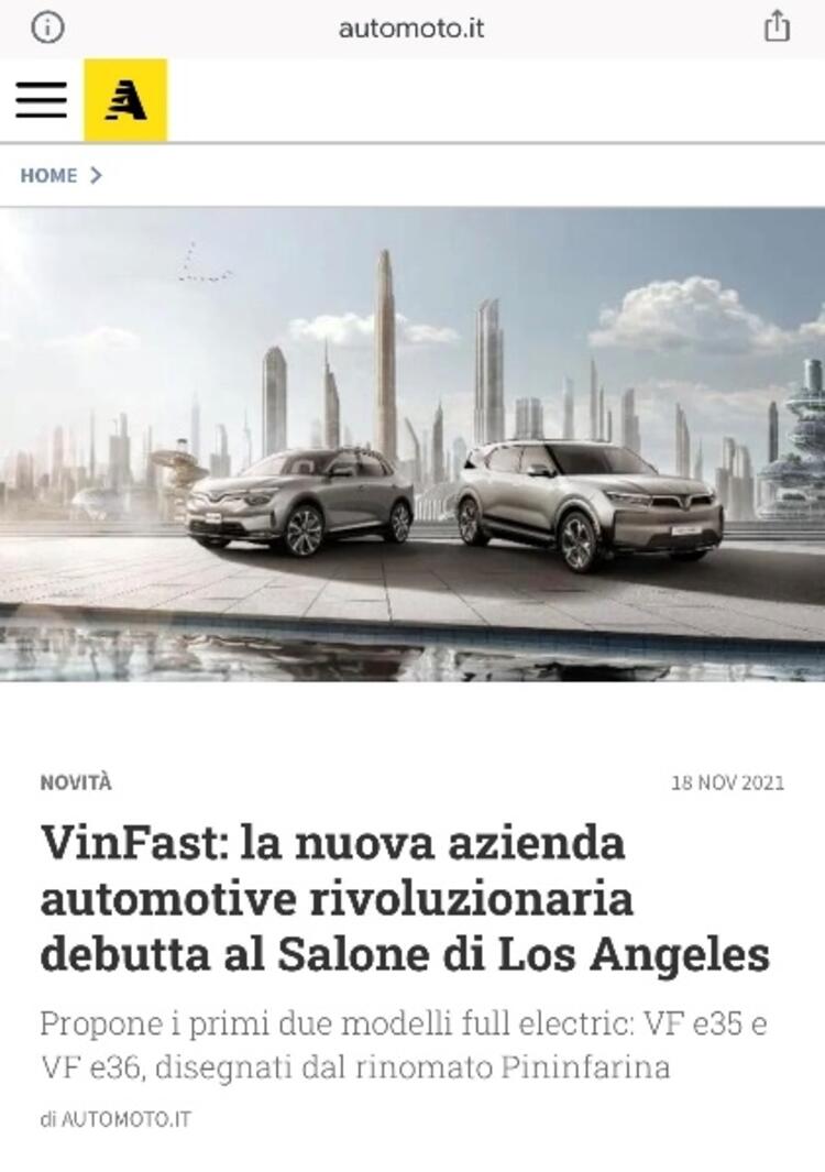 Báo chí Italy gọi VinFast là hãng xe tạo nên cuộc “cách mạng” bao chi italy goi vinfast la hang xe tao nen cuoc “cach mang”