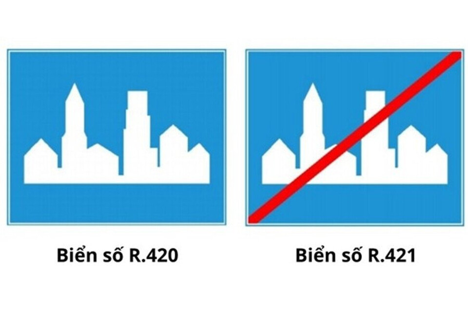 Người lái có thể nhận biết khu đông dân cư qua biển hiệu