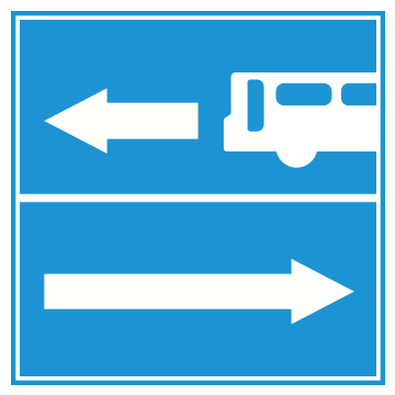 Biển số I.413b Rẽ ra đường có làn đường dành cho ô tô khách