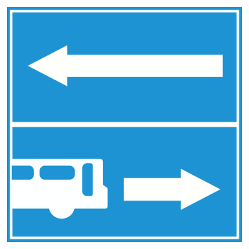 Biển số I.413c Rẽ ra đường có làn đường dành cho ô tô khách