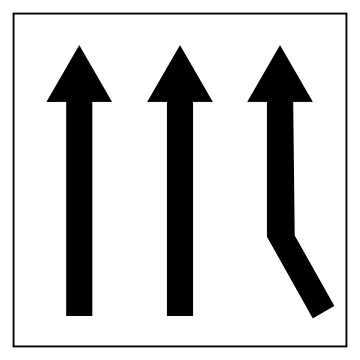 Biển số S.G,11a chỉ dẫn số lượng làn và hướng đi cho từng làn