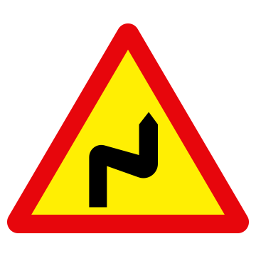 Biển số W.202b Nhiều chỗ ngoặt nguy hiểm liên tiếp