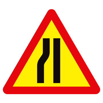 Biển số W.203b Đường bị thu hẹp