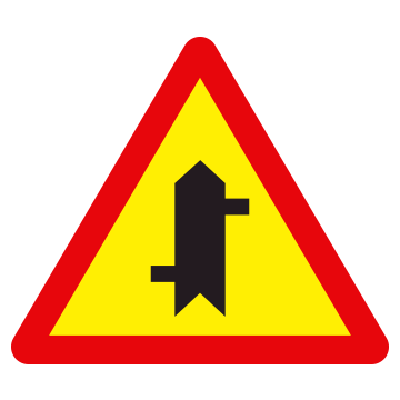 Biển số W.207d Giao nhau với đường không ưu tiên