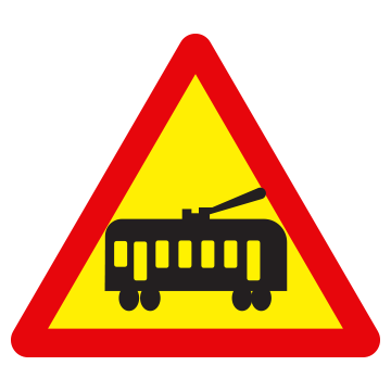 Biển số W.211b Giao nhau với đường tàu điện