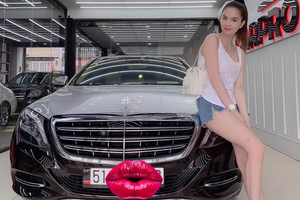 Bộ ảnh 'Nữ hoàng nội y' Ngọc Trinh sang chảnh bên Mercedes-Maybach S500