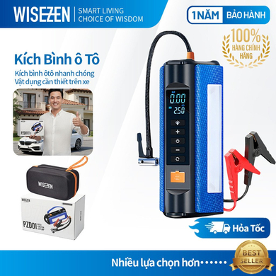 Bơm lốp kiêm kích bình Wisezen – lựa chọn giá mềm, đủ dùng cho xe gia đình