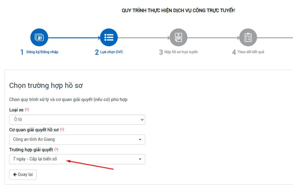 Bạn hãy chọn 7 ngày - cấp lại biển số