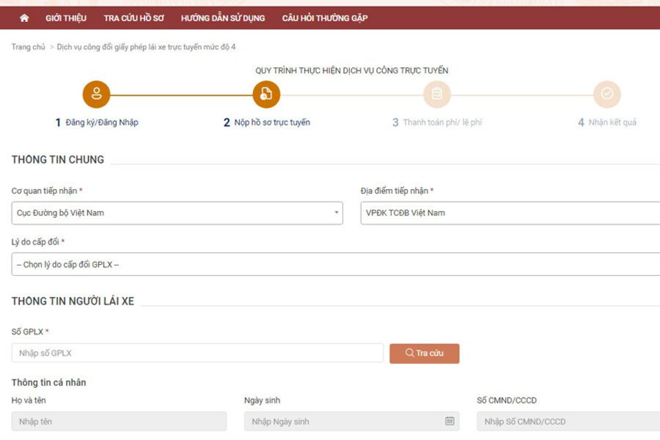 Đăng nhập vào tài khoản và nhập thông tin theo mẫu