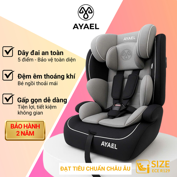 Ghế ngồi ô tô AYAEL BFL106 dây đai 5 điểm - đạt chuẩn ECE R129 cho bé từ 1–10 tuổi