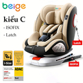 Ghế ô tô trẻ em BEIGE ISOFIX + LATCH – Xoay 360°, ngả 170°, giải pháp an toàn linh hoạt cho bé 0–10 tuổi