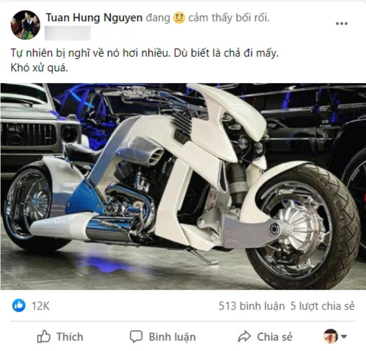 Lỡ phải lòng ‘khủng long 2 bánh’ V-Rex Travertson giá ngang Mercedes GLC, ca sĩ Tuấn Hưng rơi vào trạng thái khó xử lo phai long ‘khung long 2 banh’ v-rex travertson gia ngang mercedes glc, ca si tuan hung roi vao trang thai kho xu
