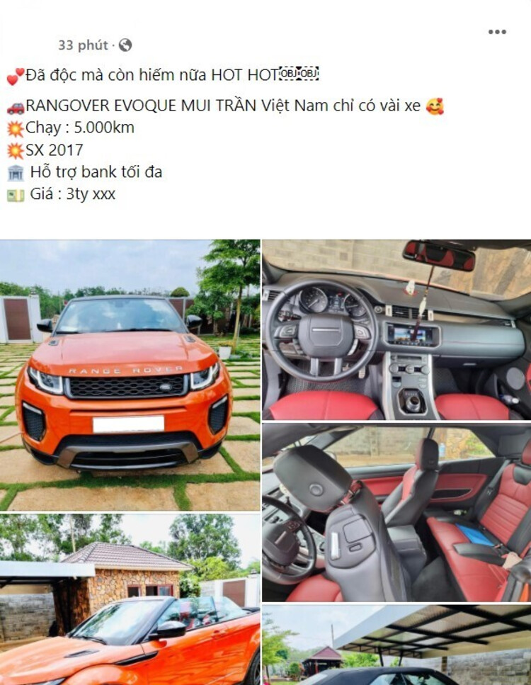 Mua 3 năm chạy 5.000km, đại gia rao giá hàng độc Range Rover Evoque mui trần giá hơn 3 tỷ mua 3 nam chay 5.000km, dai gia rao gia hang doc range rover evoque mui tran gia hon 3 ty