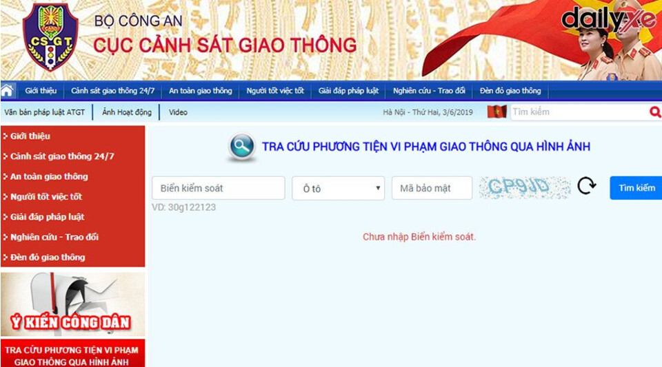 Truy cập vào website của Cục Cảnh sát giao thông Truy cập vào website của Cục Cảnh sát giao thông