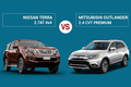 So sánh Nissan Terra 2.5 4WD AT và Mitsubishi Outlander 2.4 CVT