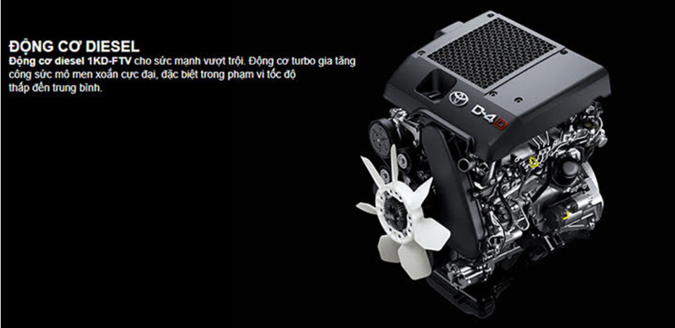 Động cơ Diesel 1KD-FTV cho sức mạnh vượt trội, khả năng tiết kiệm nhiên liệu
